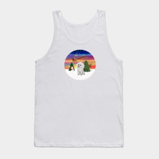 Santa's Sunset Take Off Featuring a White Toy Poodle Tank Top